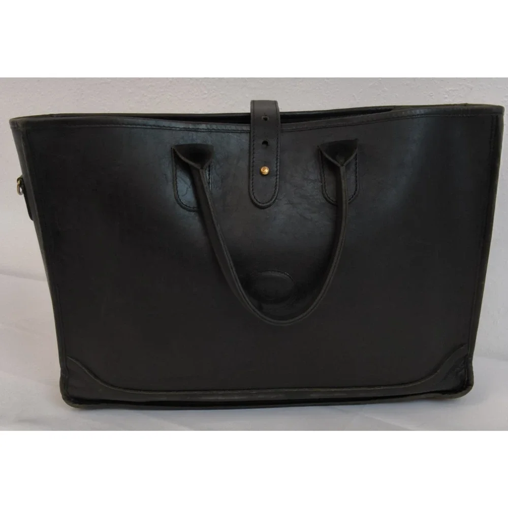 Michael Green Leather Tote Bag Black Sturdy Laptop Bag Office Wear #W5108